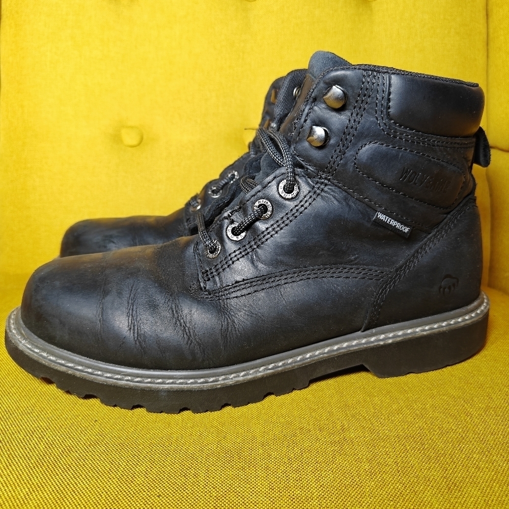 Wolverine Men's Floorhand Waterproof 6" Black Leather Work Boots Size 10EW